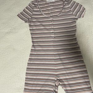 Striped Short Sleeve Jumpsuit